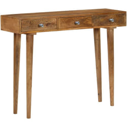 Table de console de style rustique avec 3 tiroirs finement sculptés