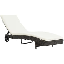 vidaXL Chaise longue avec roues et coussin Résine tressée Marron - TU
