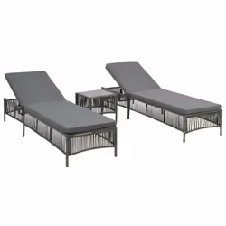 VidaXL 44456 chaise d'extérieur Linge Siège rembourré Polyéthylène, Rotin, Acier Gris