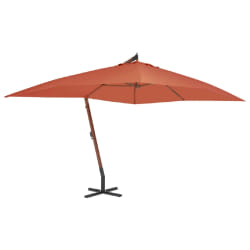 vidaXL Parasol de jardin en porte-à-faux avec mât en bois terre cuite - TU
