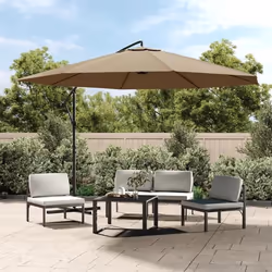 vidaXL Parasol de jardin en porte-à-faux et poteau en aluminium taupe - TU