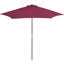 Parasol avec mât en bois 270 cm Bordeaux