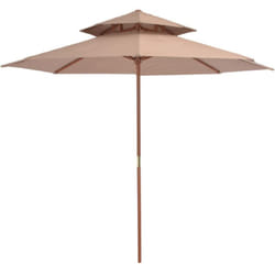 Vidaxl - Parasol double avec mât en bois 270 cm Taupe