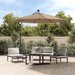 Cet élégant parasol suspendu avec lumières LED est parfait pour créer de l'ombre et vous protéger des rayons UV nocifs. Fabri ...