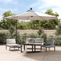 Cet élégant parasol suspendu avec lumières LED est parfait pour créer de l'ombre et vous protéger des rayons UV nocifs. Fabri ...