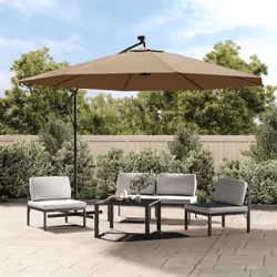 Cet élégant parasol suspendu avec lumières LED est parfait pour créer de l'ombre et vous protéger des rayons UV nocifs. Fabri ...