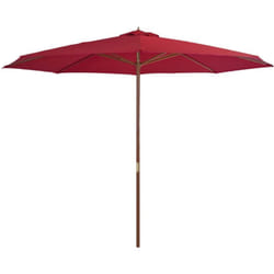 Parasol d'extérieur avec mât en bois 350 cm Bordeaux vidaXL