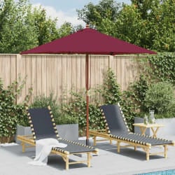 vidaXL Parasol d'extérieur avec mât en bois 150x200 cm rouge bordeaux - TU