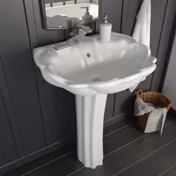 Description générale Ce lavabo autoportant en céramique sur socle complet est un ajout élégant pour toute salle de bain, toil ...