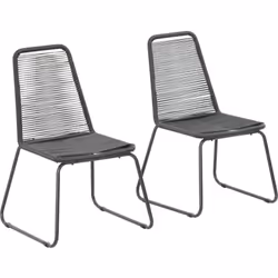 Notre ensemble de chaises de salle à manger en résine tressée est une combinaison parfaite de style et de fonctionnalité. L'e ...