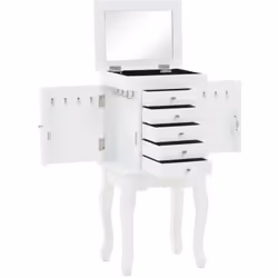 Cette armoire à bijoux sur pieds est idéale pour bien ranger vos boucles d'oreilles, vos colliers, vos bracelets et autres bi ...