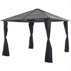 Description générale Cette tonnelle avec des rideaux présente un design classique et élégant, idéale comme abri de parasol po ...