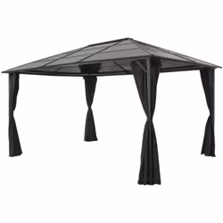 Description générale Cette tonnelle avec des rideaux présente un design classique et élégant, idéale comme abri de parasol po ...