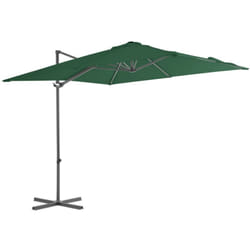Parasol de jardin en porte à faux avec mât en acier vert