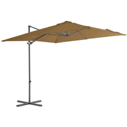 Parasol de jardin en porte-à-faux avec mât en acier taupe Vidaxl