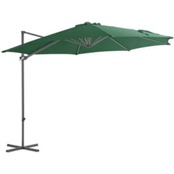Parasol de jardin en porte à faux avec mât en acier vert