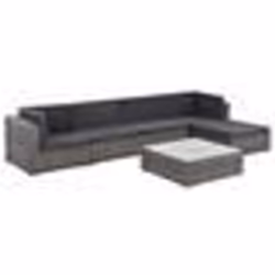 vidaXL Salon de jardin 6 pcs avec coussins résine tressée gris - TU