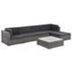 vidaXL Salon de jardin 6 pcs avec coussins résine tressée gris - TU