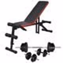 vidaXL Banc d'entraînement réglable avec jeu d'haltères 60,5 kg - TU