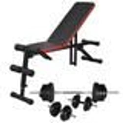 vidaXL Banc d'entraînement réglable avec jeu d'haltères 60,5 kg - TU