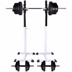 Ce support d'haltères / de flexion des jambes robuste avec un ensemble d'haltères et poids est parfait pour votre salle de sp ...