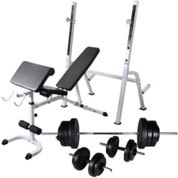 Vidaxl - Banc d'entraînement et support de poids jeu d'haltères 60,5 kg
