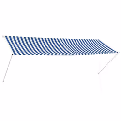 vidaXL Auvent rétractable 350x150 cm Bleu et blanc - TU