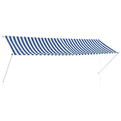 vidaXL Auvent rétractable 350x150 cm Bleu et blanc - TU