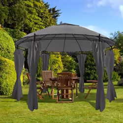 vidaXL Belvédère avec rideaux Rond 3,5 x 2,7 m Anthracite - TU