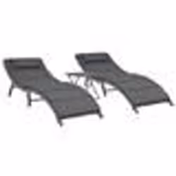 vidaXL Salon de jardin pliable 3 pcs Résine tressée Gris - TU