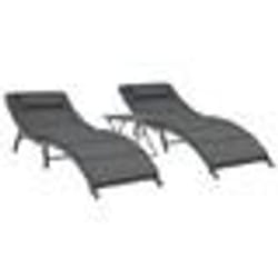 vidaXL Salon de jardin pliable 3 pcs Résine tressée Gris - TU