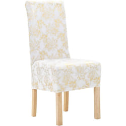 vidaXL Housses extensibles de chaise 6 pcs Blanc avec imprimé doré