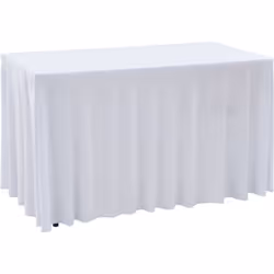 Cette nappe de table, cousue à partir de tissu élastique, peut être simplement placée et étirée jusqu'à recouvrir les pieds d ...