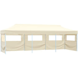 Vidaxl - Tente de réception pliable escamotable avec 5 parois 3x9m crème