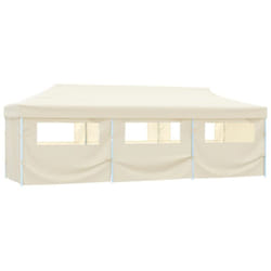 vidaXL Tente de réception pliable avec 8 parois 3x9 m Blanc cassé