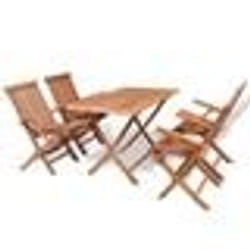 vidaXL Ensemble à manger de jardin 5 pcs Bois de teck massif - TU