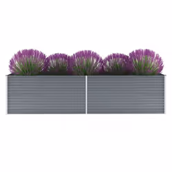 vidaXL Lit surélevé de jardin Acier galvanisé 320x80x77 cm Gris - TU