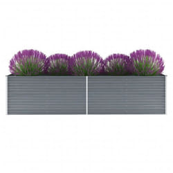 vidaXL Lit surélevé de jardin Acier galvanisé 320x80x77 cm Gris - TU