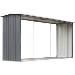 vidaXL Abri de stockage de bois Acier galvanisé 330x92x153 cm Gris