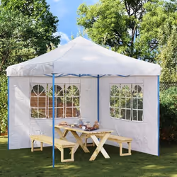 vidaXL Paroi de tente de réception 2 pcs avec fenêtre PE Blanc - TU