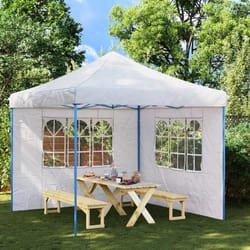 vidaXL Paroi de tente de réception 2 pcs avec fenêtre PE Blanc - TU