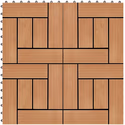 Cet ensemble de carreaux de terrasse WPC, d'une taille individuelle de 30 x 30 cm, se compose de 11 pièces et couvre une surf ...