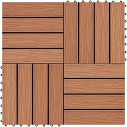 Notre jeu de carreaux de terrasse en WPC embossés, d'un format individuel de 30 x 30 cm, se compose de 11 pièces et couvre un ...