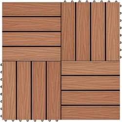 Carreau de terrasse en relief 11 pcs wpc 30 x 30 cm 1 m² Marron Vidaxl