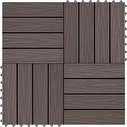 Notre jeu de carreaux de terrasse en WPC embossés, d'un format individuel de 30 x 30 cm, se compose de 11 pièces et couvre un ...