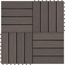 vidaXL Carreau de terrasse en relief 11 pcs WPC 30x30 cm 1 m² Marron