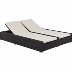 DESCRIPTION GÉNÉRALE Profitez du soleil sur notre chaise longue double en résine tressée ! La chaise longue est facile à nett ...