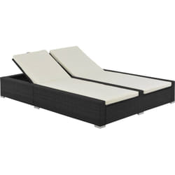 Vidaxl - Chaise longue double Résine tressée Noir
