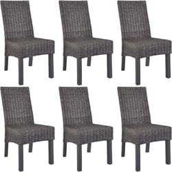 Vidaxl - Chaises à manger lot de 6 marron rotin Kubu et bois de manguier