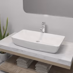 Ce lavabo en céramique et ce mitigeur élégant apporteront une touche d'élégance à votre salle de bain, toilettes ou cabinet d ...